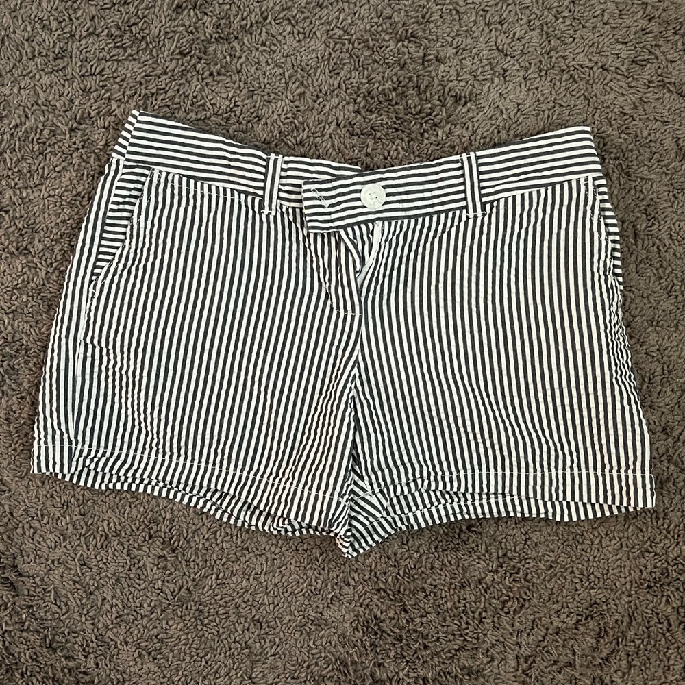 Navy and white striped shorts